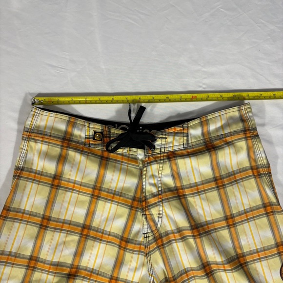 O'Quinn Mens Plaid Board Shorts Swim Trunks Beach Summer Size 32 Orange Yellow - Picture 12 of 15